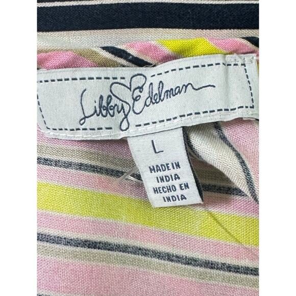 New LIBBY EDELMAN High-Low Dreamy Multicolor Striped Sleeveless Blouse Sz L - Picture 6 of 13